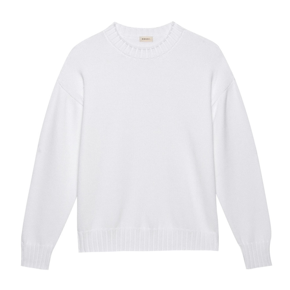 DONNI. The Cotton Knit Crewneck in Powder White